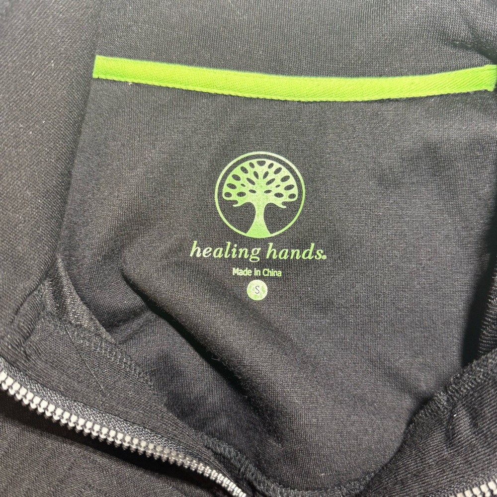 Healing‎ Hands Black Quilted Zip Front Jacket Small - Picture 5 of 6
